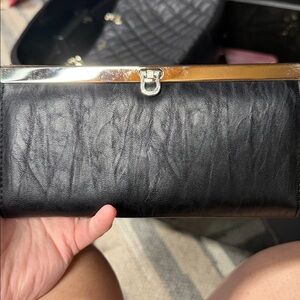 Black Leather Clutch Wallet